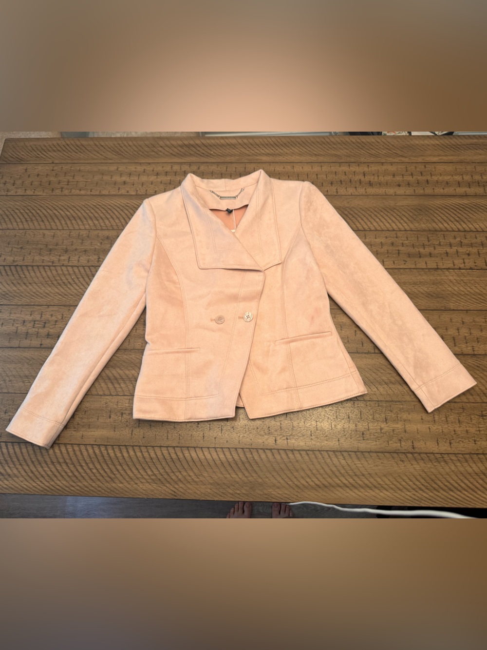 White House Black Market Blush Pink Suede-Effect Blazer